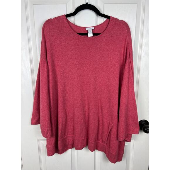 PureJill Cotton Cashmere Blend Knit Top Dolman Sleeve Pink Pocket Sweater 3X - Picture 9 of 10
